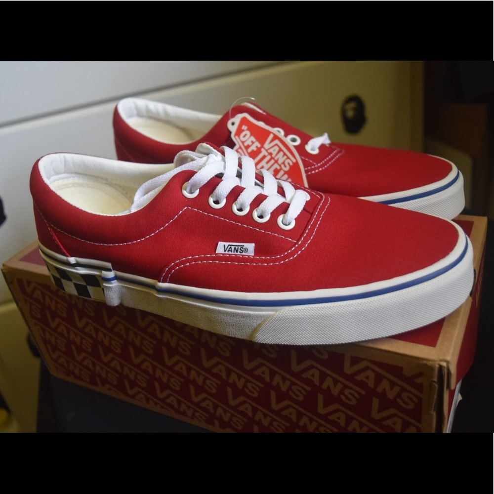 Vans Era Check Block Tango Red